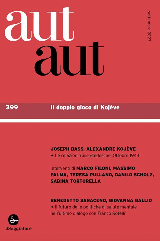 Aut aut. Vol. 399: Il doppio gioco di Kojève - copertina