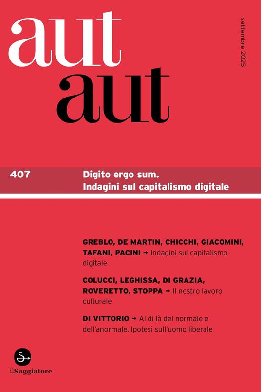 Aut aut. Vol. 407: Digito ergo sum - copertina
