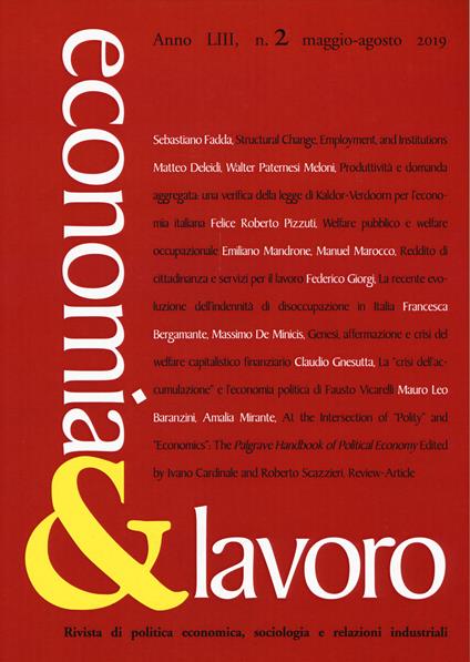 Economia & lavoro (2019). Vol. 2: Maggio-Agosto. - copertina