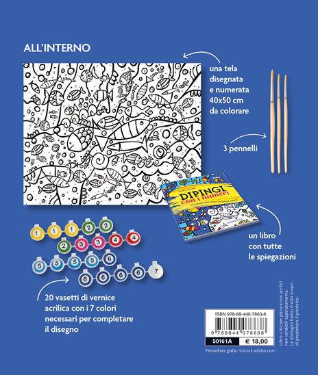 Dipingi con i numeri. Con 3 pennelli. Con tela disegnata e numerata. Con 20 vasetti di vernice acrilica - Gloria Rovere - 2
