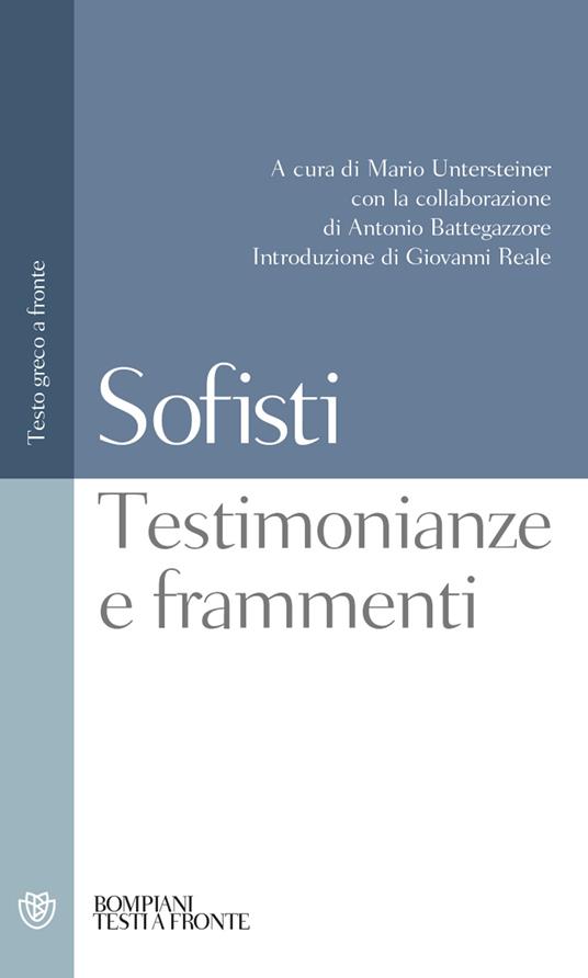 Sofisti. Testimonianze e frammenti. Testo greco a fronte - copertina