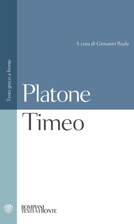 Timeo. Testo greco a fronte - Platone - copertina