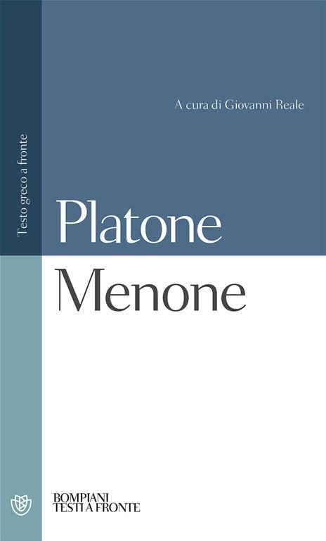 Menone. Testo greco a fronte - Platone - copertina