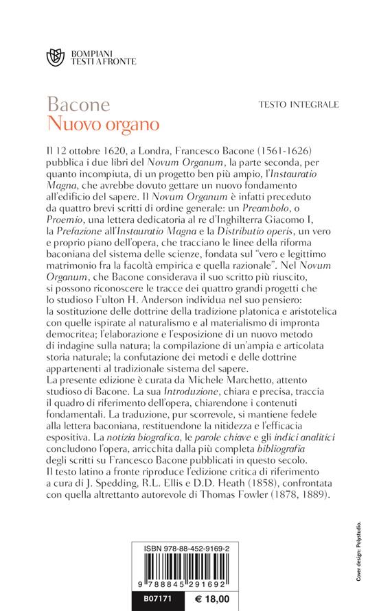 Nuovo organo. Testo latino a fronte - Francesco Bacone - 2