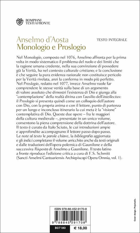 Monologio e Proslogio. Testo latino a fronte - Anselmo d'Aosta (sant') - 2