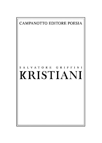 Kristiani - Salvatore Griffini - copertina