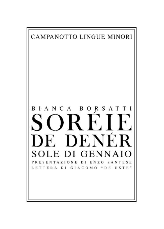 Soréie de denér-Sole di gennaio - Bianca Borsatti - copertina