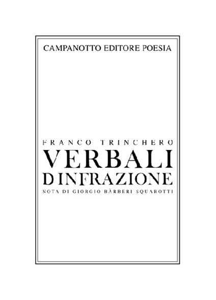 Verbali d'infrazione - Franco Trinchero - copertina