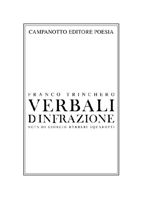 Verbali d'infrazione - Franco Trinchero - copertina