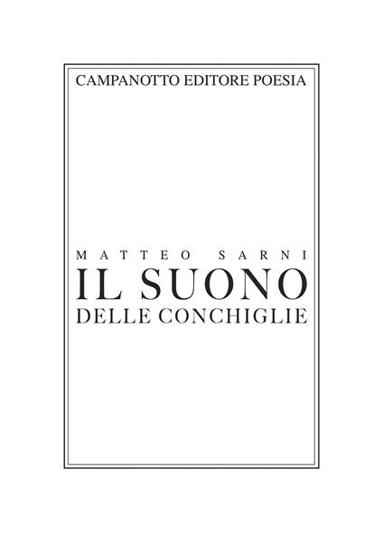 Il suono delle conchiglie - Matteo Sarni - copertina