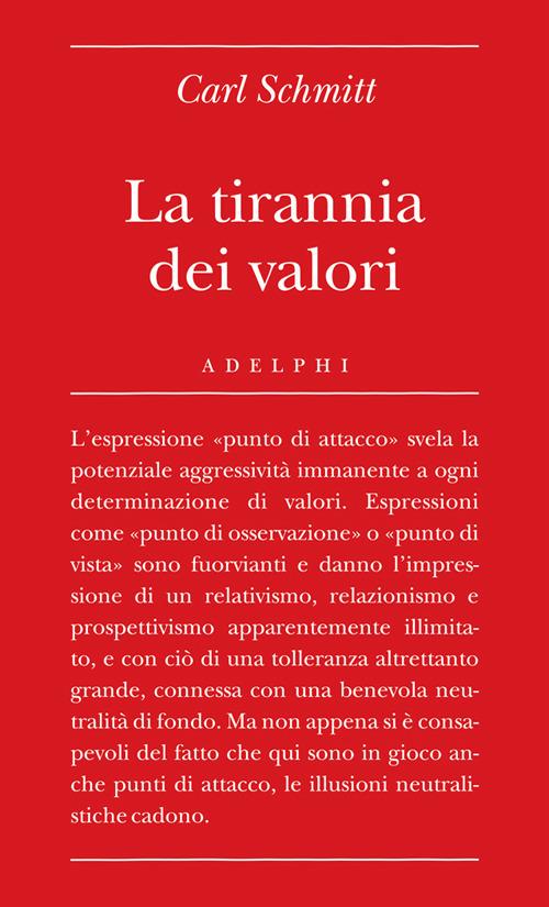 La tirannia dei valori - Carl Schmitt - copertina