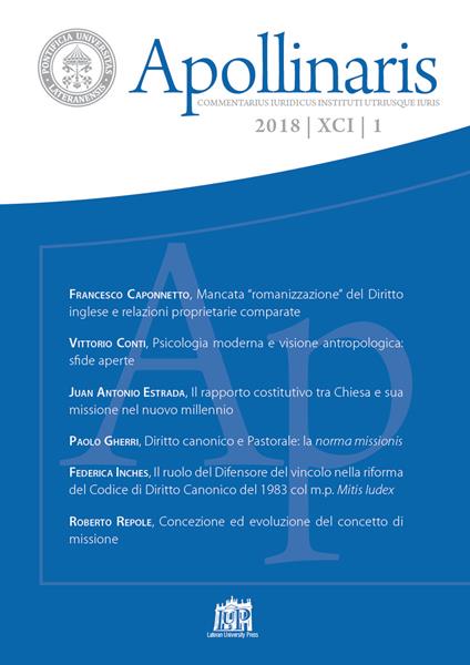 Apollinaris (2018). Vol. 1 - copertina