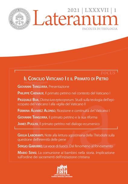 Lateranum (2021). Vol. 1: Il Concilio Vaticano I e il primato di Pietro - copertina