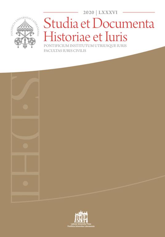 Studia et documenta historiae et iuris (2020). Vol. 86 - copertina