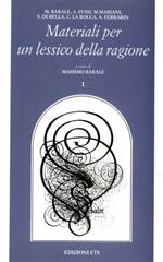 Materiali per un lessico della ragione. Vol. 1