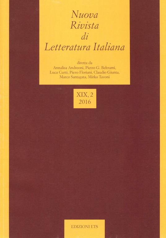 Nuova rivista di letteratura italiana (2016). Vol. 2 - copertina