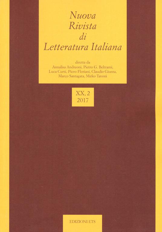 Nuova rivista di letteratura italiana (2017). Vol. 2 - copertina
