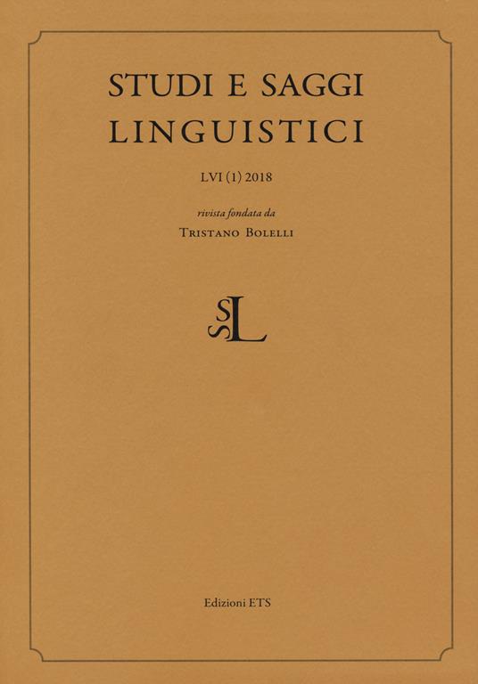Studi e saggi linguistici (2018). Vol. 1 - copertina