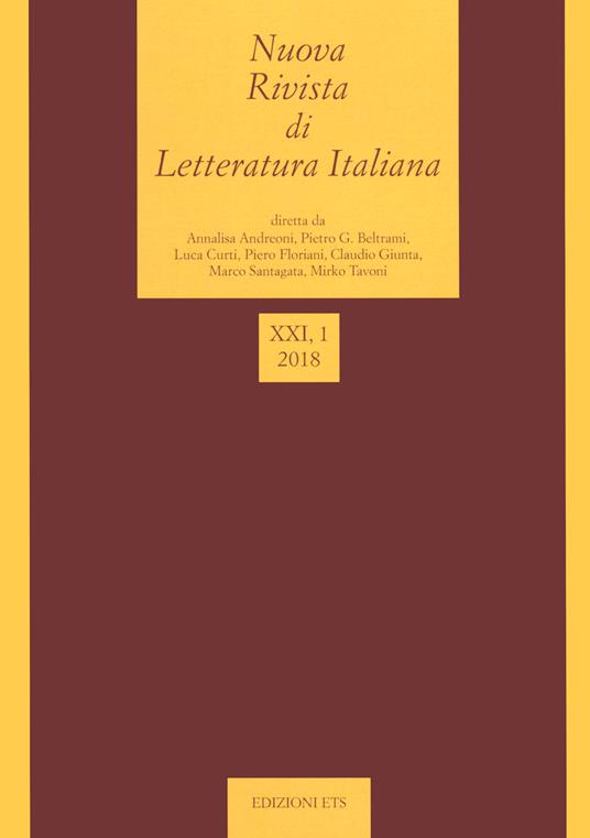 Nuova rivista di letteratura italiana (2018). Vol. 1 - copertina