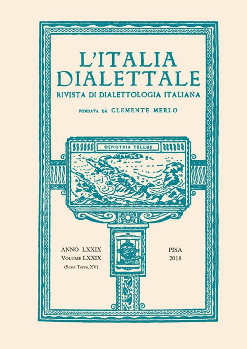 L'Italia dialettale. Rivista di dialettologia italiana (2018). Vol. 78 - copertina