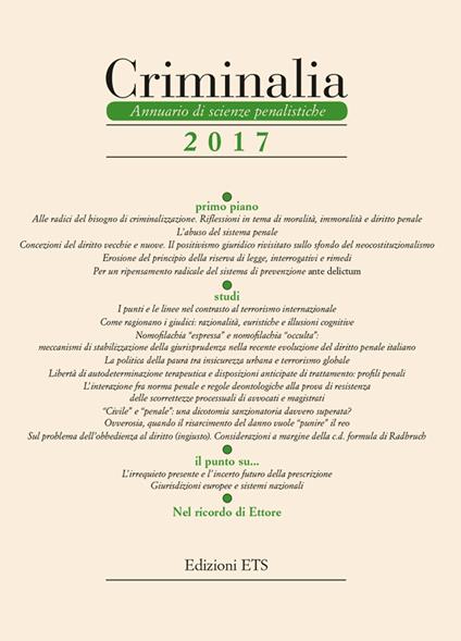 Criminalia. Annuario di scienze penalistiche (2017). Vol. 12 - copertina