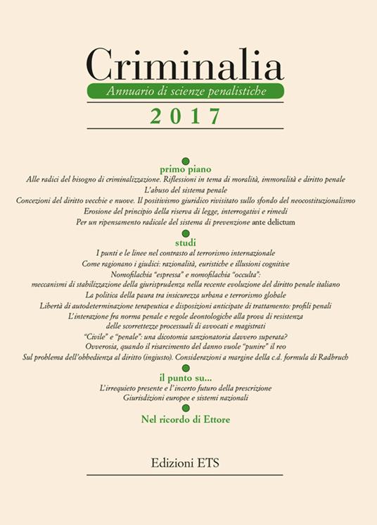 Criminalia. Annuario di scienze penalistiche (2017). Vol. 12 - copertina
