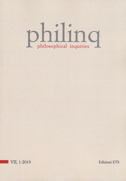 Philinq. Philosophical inquiries (2019). Vol. 1 - copertina