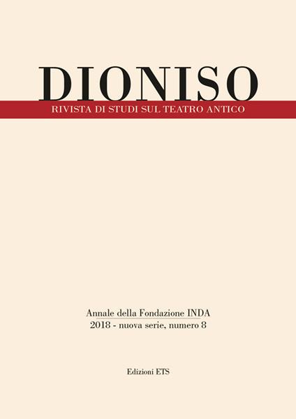 Dioniso. Rivista di studi sul teatro antico. Vol. 8 - copertina