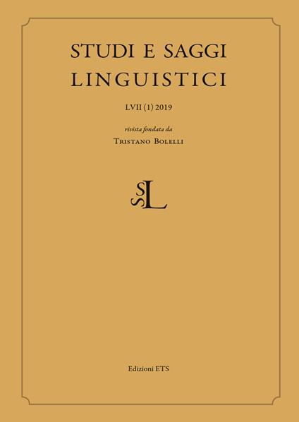 Studi e saggi linguistici (2019). Vol. 1 - copertina