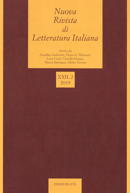 Nuova rivista di letteratura italiana (2019). Vol. 2 - copertina