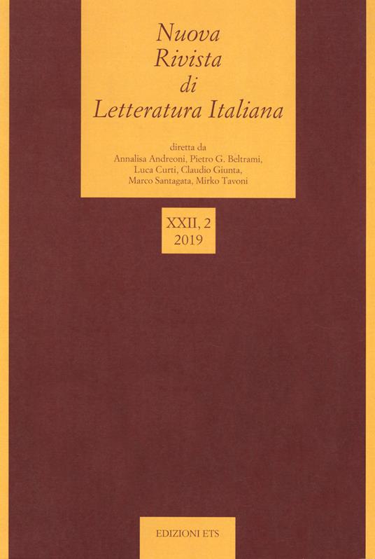 Nuova rivista di letteratura italiana (2019). Vol. 2 - copertina