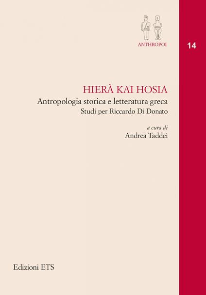 Hierà kai Hosia. Antropologia storica e letteratura greca. Studi per Riccardo Di Donato - copertina