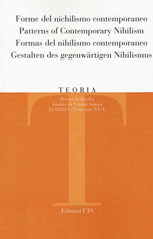 Teoria. Rivista di filosofia (2020). Vol. 1: Forme del nichilismo contemporaneo-Patterns of Contemporary Nihilism - copertina