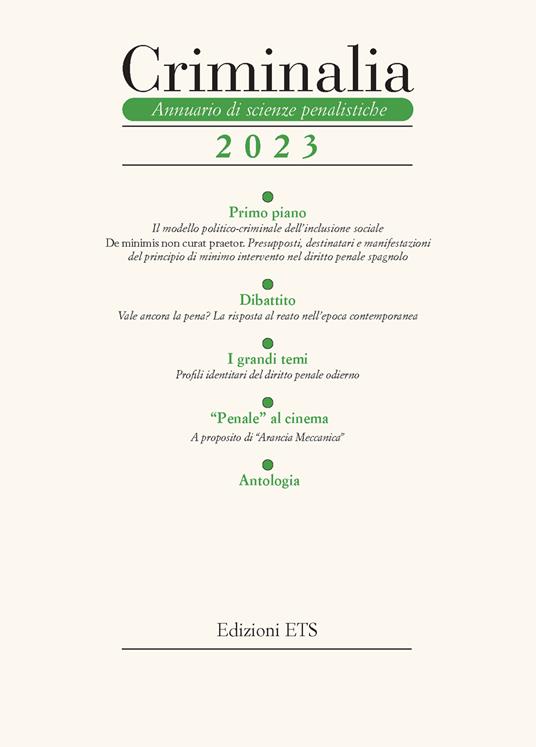 Criminalia. Annuario di scienze penalistiche (2023) - copertina