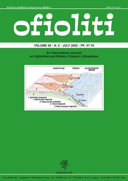 Ofioliti. An international journal on ophiolites and modern oceanic lithosphere (2025). Vol. 50/2 - copertina