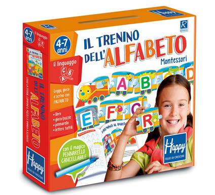 Il trenino dell'alfabeto Montessori. Happy. Ediz. illustrata. Con gadget - Gabriella Santini - copertina