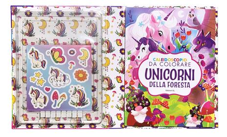 Caleidoscopio da colorare. Unicorni della foresta. Ediz. illustrata. Con 8 pennarelli - 3