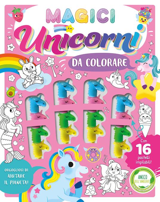Magici unicorni da colorare. Ediz. illustrata. Con 16 pastelli - copertina
