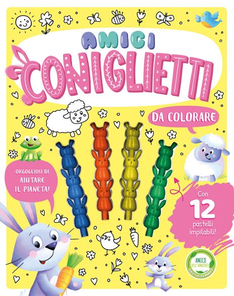 Amici coniglietti da colorare. Ediz. illustrata. Con 12 pastelli - copertina