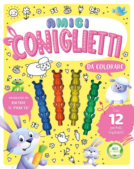 Amici coniglietti da colorare. Ediz. illustrata. Con 12 pastelli - copertina