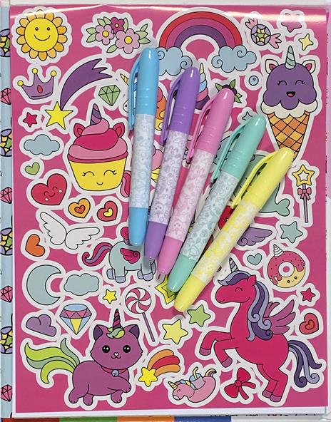 Caleidoscopio junior. Unicorni. Ediz. illustrata. Con 5 pennarelli colorati. Con Adesivi - 3