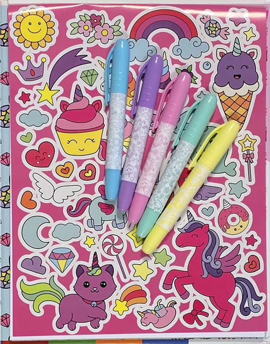 Caleidoscopio junior. Unicorni. Ediz. illustrata. Con 5 pennarelli colorati. Con Adesivi - 3