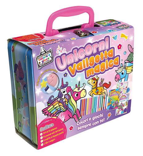 Unicorni. Valigetta magica. Ediz. a colori. Con 5 matite colorate. Con 10 pennarelli. Con Adesivi - copertina