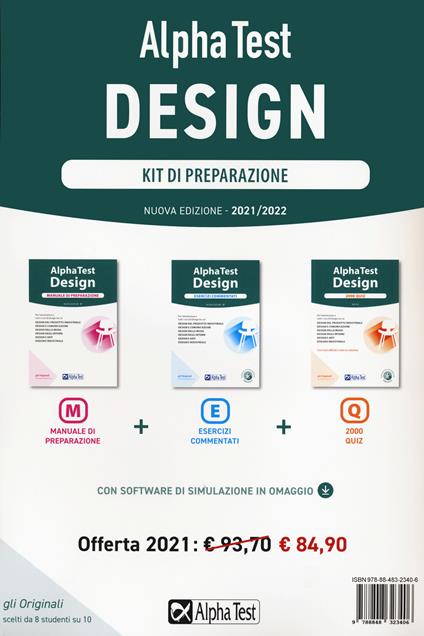 Alpha Test. Design. Kit di preparazione - Stefano Bertocchi,Fausto Lanzoni,Carlo Tabacchi - copertina
