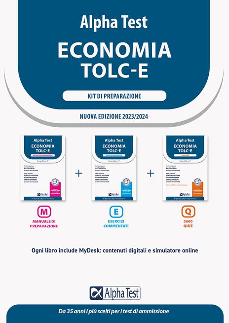 Alpha Test. Economia. TOLC-E. Kit di preparazione. Ediz. MyDesk - copertina