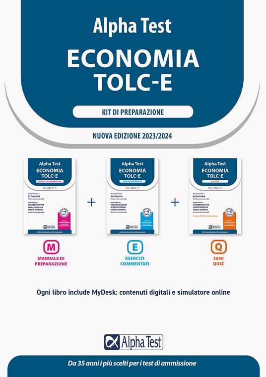 Alpha Test. Economia. TOLC-E. Kit di preparazione. Ediz. MyDesk - copertina