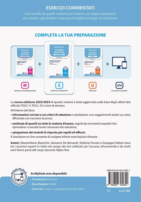 Alpha Test Scienze Motorie. Esercizi commentati - Massimiliano Bianchini,Giovanni De Bernardi,Stefania Provasi - 2