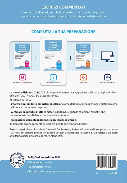 Alpha Test Scienze Motorie. Esercizi commentati - Massimiliano Bianchini,Giovanni De Bernardi,Stefania Provasi - 2
