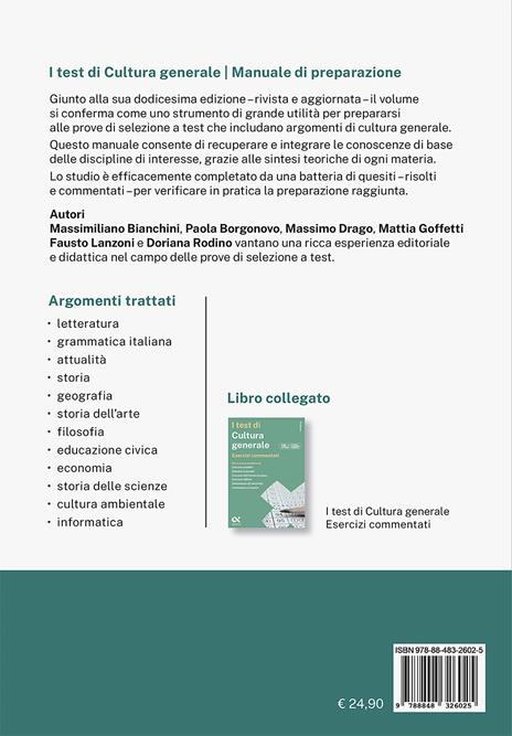 I test di cultura generale. Manuale di preparazione - Massimiliano Bianchini,Paola Borgonovo,Massimo Drago - 2