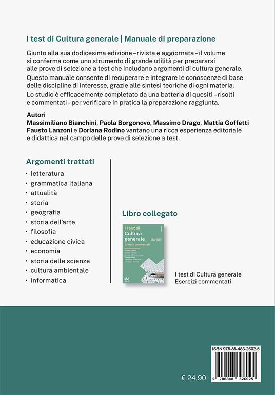I test di cultura generale. Manuale di preparazione - Massimiliano Bianchini,Paola Borgonovo,Massimo Drago - 2